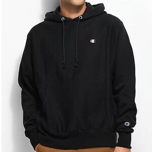 Champion Reverse Weave Small Logo Black Hoodie